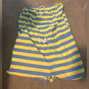 Zara Vibrant Blue and Yellow Striped terrycloth cover up